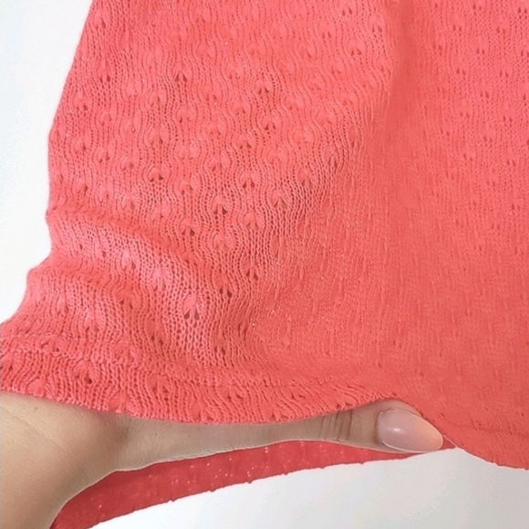 La Vie en Rose Coral Pink Crochet  Knit Sleeveless Dress Cover Up Size Small - Picture 5 of 10